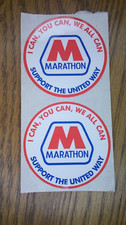 2 vintage Marathon advertising give away stickers support United Way Z116