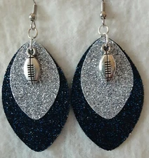 Dallas Cowboys Bling Glitter Double Sided Faux Leather Earrings 