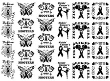 Breast Cancer Awareness 26 Pcs 1 Inch Black Fused Glass Decals