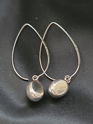 925 Sterling Creolen Ohrhänger Unikat Retro Mid Century Stil