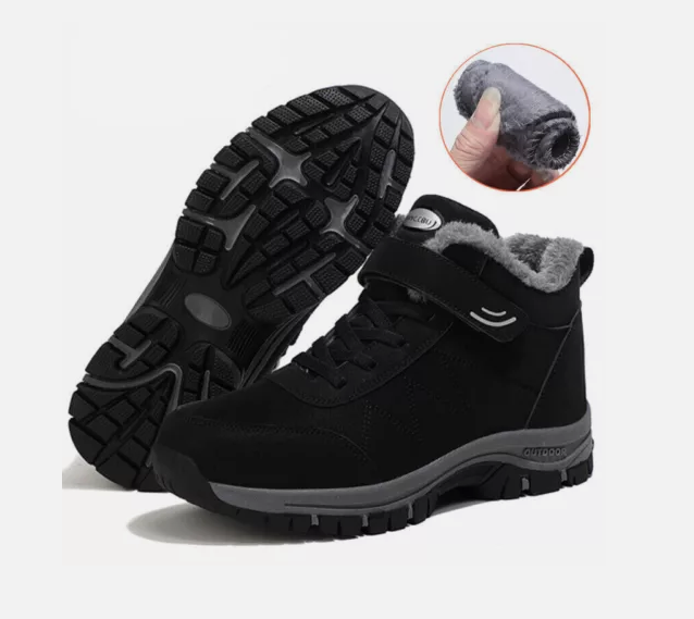 Mens Fur Lined Waterproof Work Shoes Hiking Winter Outdoor Snow