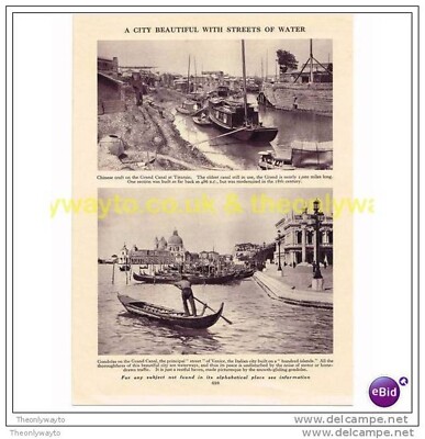 GRANDE CANALS IN TIENTSIN & VENICE, BOOK ILLUSTRATION (PRINT), c1925