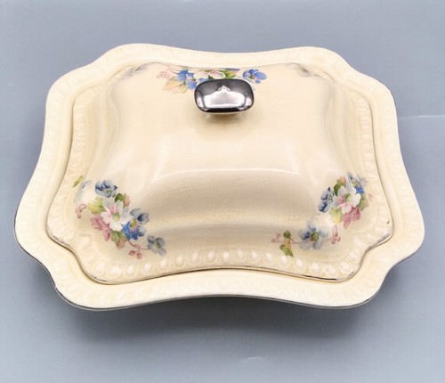 SALEM HEIRLOOM LIDDED DISH PLATINUM GOLD ALLOY PASTEL FLORAL DESIGN EUC ART DECO - Picture 4 of 12