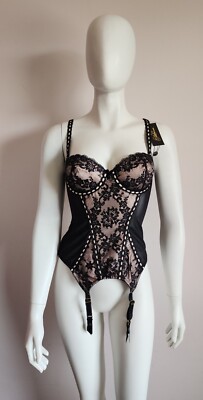 Dita Von Teese Ladies Glorified Girl Black Pink Bustier Size 10B 32B D47387 New