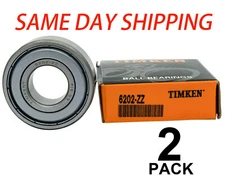 2PACK USA TIMKEN Brand 6202-ZZ 15X35X11MM Double Metal Seal Ball Bearings 6202ZZ
