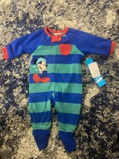 BABY MICKEY MOUSE BLUE ONE-PIECE FOOTED PAJAMAS DISNEY STORE SIZE 12-18 MONTHS