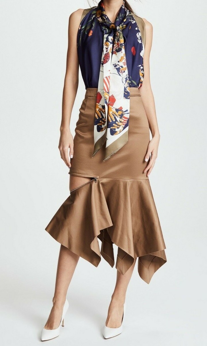 Superbe Jupe Trompette Monse Kaki Gabardine - Taille 2, Taille Haute - Neuf Sans étiquettes (valeur 890€)