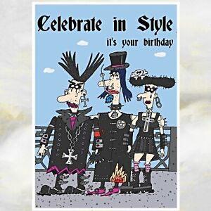 Funny Cartolina Di Compleanno Festa In Stile Cartolina Di Compleanno Divertenti Goth Punk Card Ebay