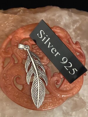 Large Silver Feather Pendant On Silver Chain
