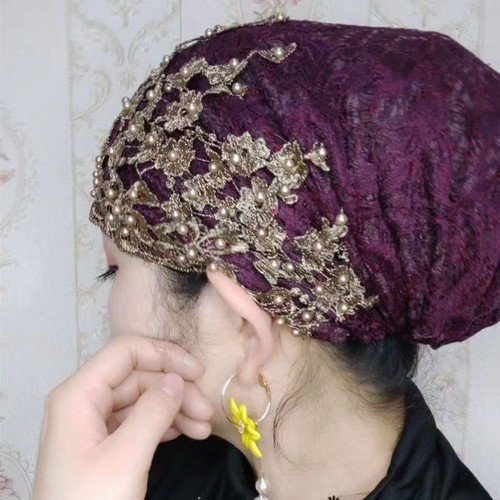Muslim Beanie Women Lace Head Cover Hijab Hats Cancer Islamic Headwear Turban - Picture 6 of 16