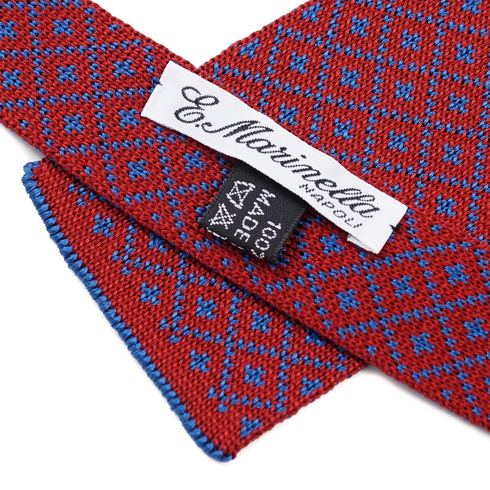 Corbata de seda tejida reversible de doble cara jacquard azul y rojo E.Marinella Foto 4 de 4