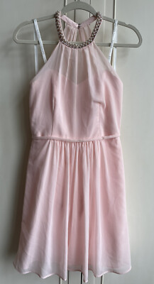 short light pink chiffon dress DAVID'S BRIDAL PETAL SLEEVELESS EVENING DRESS, SIZE 10 filter-style-traditional Size:40