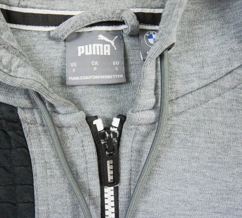 Puma Sweatshirt Mens Small Gray Hoodie Full Zip BMW Motorsport Sweater FLAWS** - Picture 14 of 20