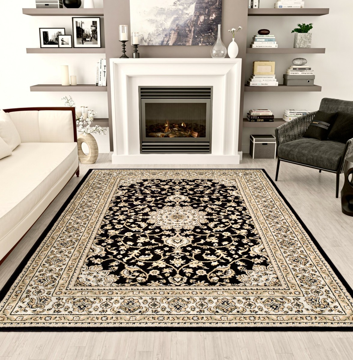Large Oriental Area Rugs 8x10 Black Carpet Floor Rug Runner 2x8 