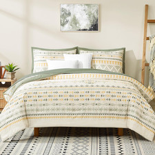 7-Piece Reversible Queen Comforter Set - Boho Aztec Bedding
