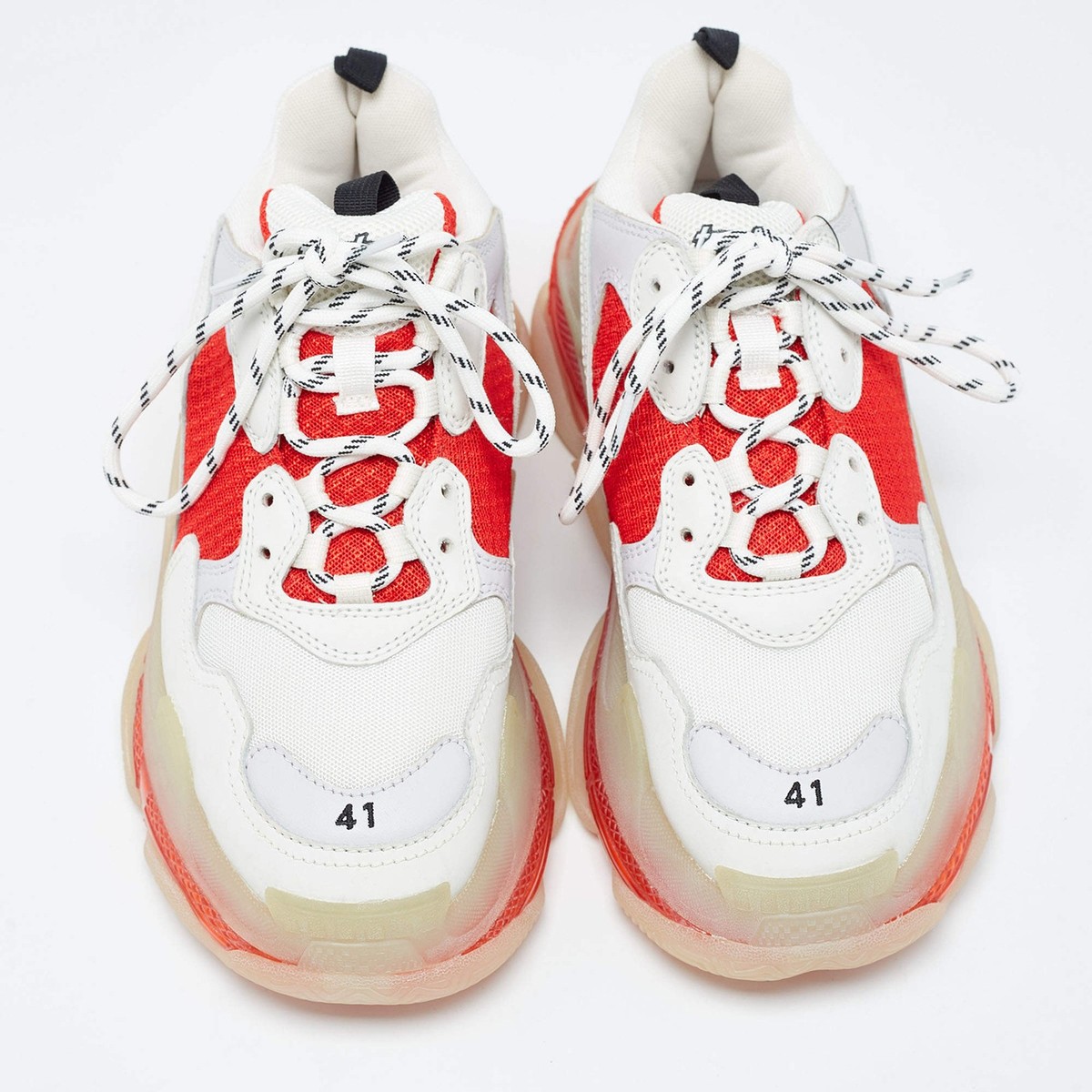 Balenciaga Triple S Clear Sole Size 41 White Leather and Mesh Low