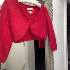 Fenn Wright Manson Studio Red Angora-Mix Cropped Shrug Cardigan – Size S