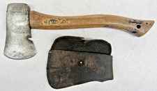 Vintage CRAFTSMAN HATCHET Camp Axe Circle Logo w/ Leather Sheath Octagon Handle