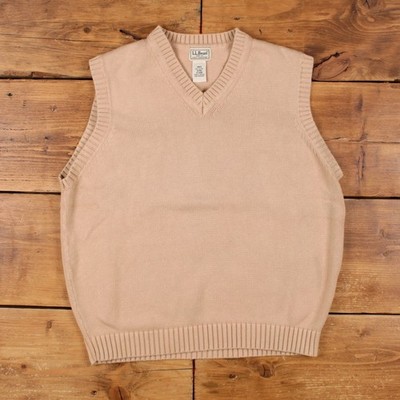 Vintage L.L. Bean Pullover Pulli M V-Ausschnitt Beige