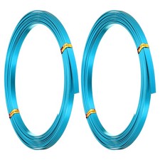18 Gauge 5mm Wide Flat Wire, 10Ft 2 Roll Bendable Flat Bezel Wire, Lake Blue