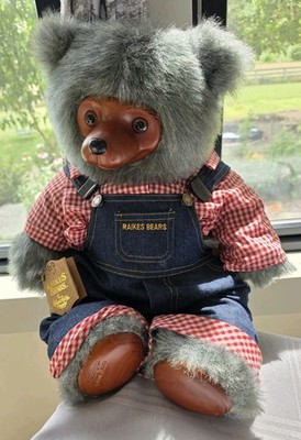 Vintage Robert Raikes Huckle Bear 1985 NOS/NWT 20'' Limited Collectible Wood Face