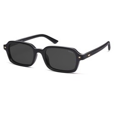 SOJOS Trendy Rectangle Polarized Sunglasses Womens Mens, Medium, Black Grey
