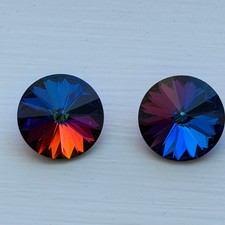 Lot of 2 Rivoli Crystal Rhinestones 18mm Multi-Color Round