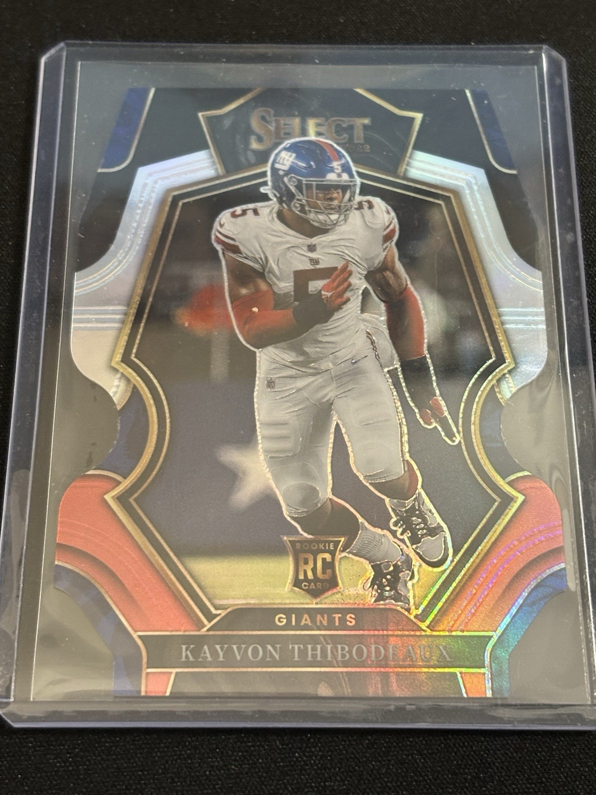 2022 Select Premier Level Red & Blue Die-Cut Prizm Giants Kayvon Thibodeaux #175