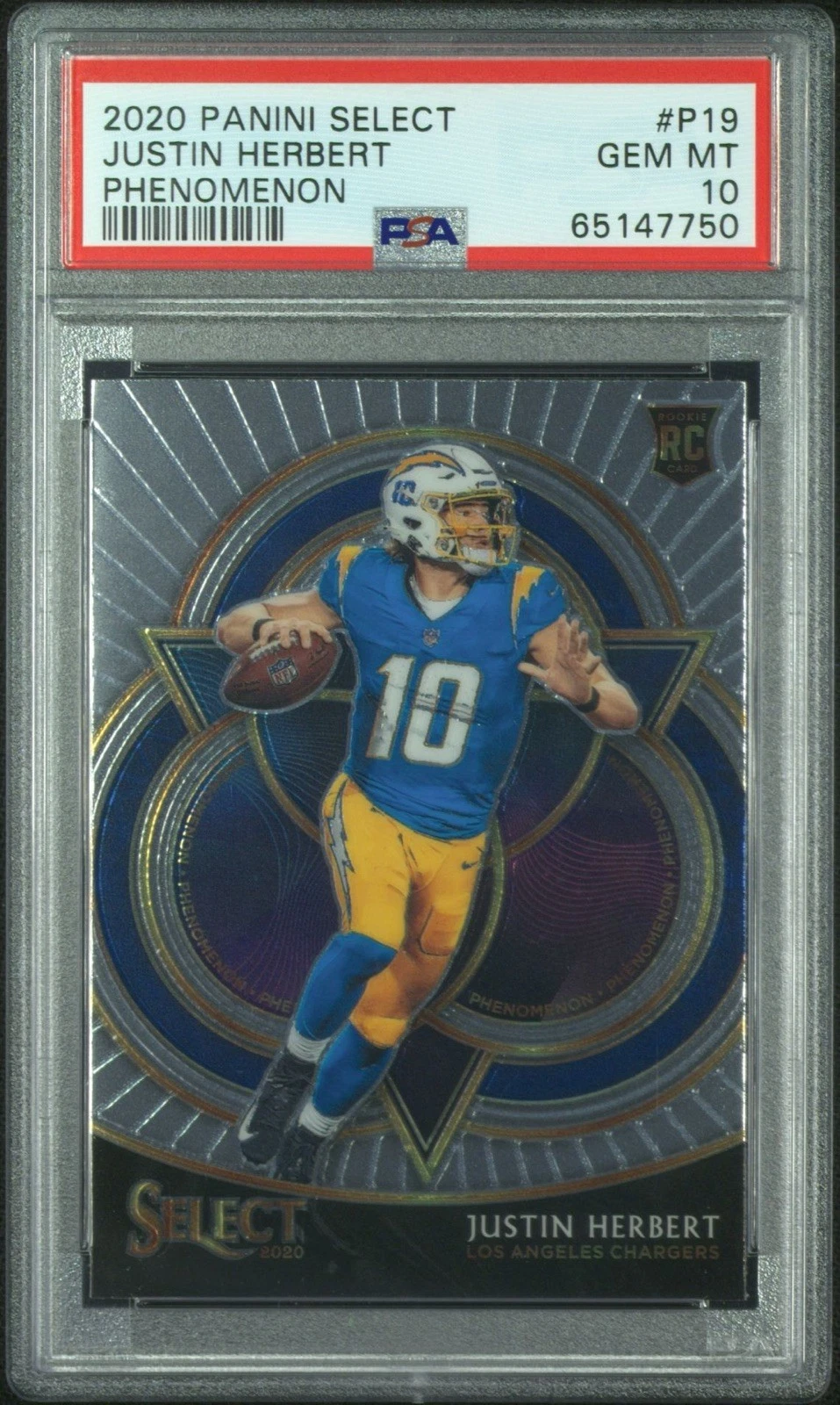 Justin Herbert Panini Select Phenomenon #P19 Base