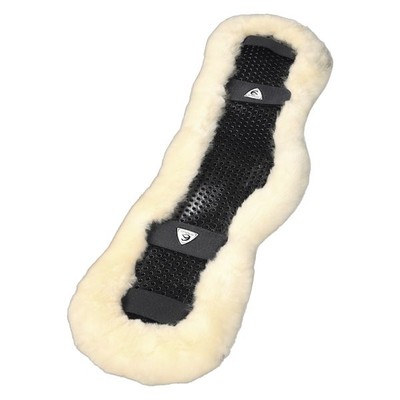 ACAVALLO - Gel Sattelgurtschoner mit ECO-Wolle anatomisch geformt, schwarz/natur