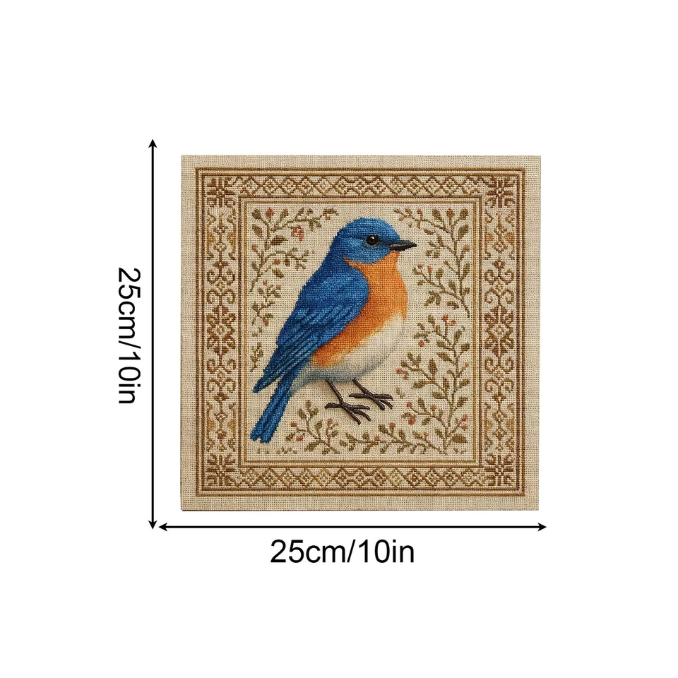 Kit de punto de cruz cardinal con patrón floral, kit de punto de cruz colibrí Foto 2 de 4