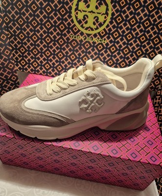TORY BURCH GOOD LUCK TRAINER/SNEAKERS;NEW IVORY;NYLON/SUEDE;SZ 10M