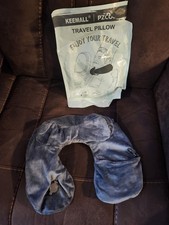 New Open Container Soft Grey Inflatable Travel Pillow