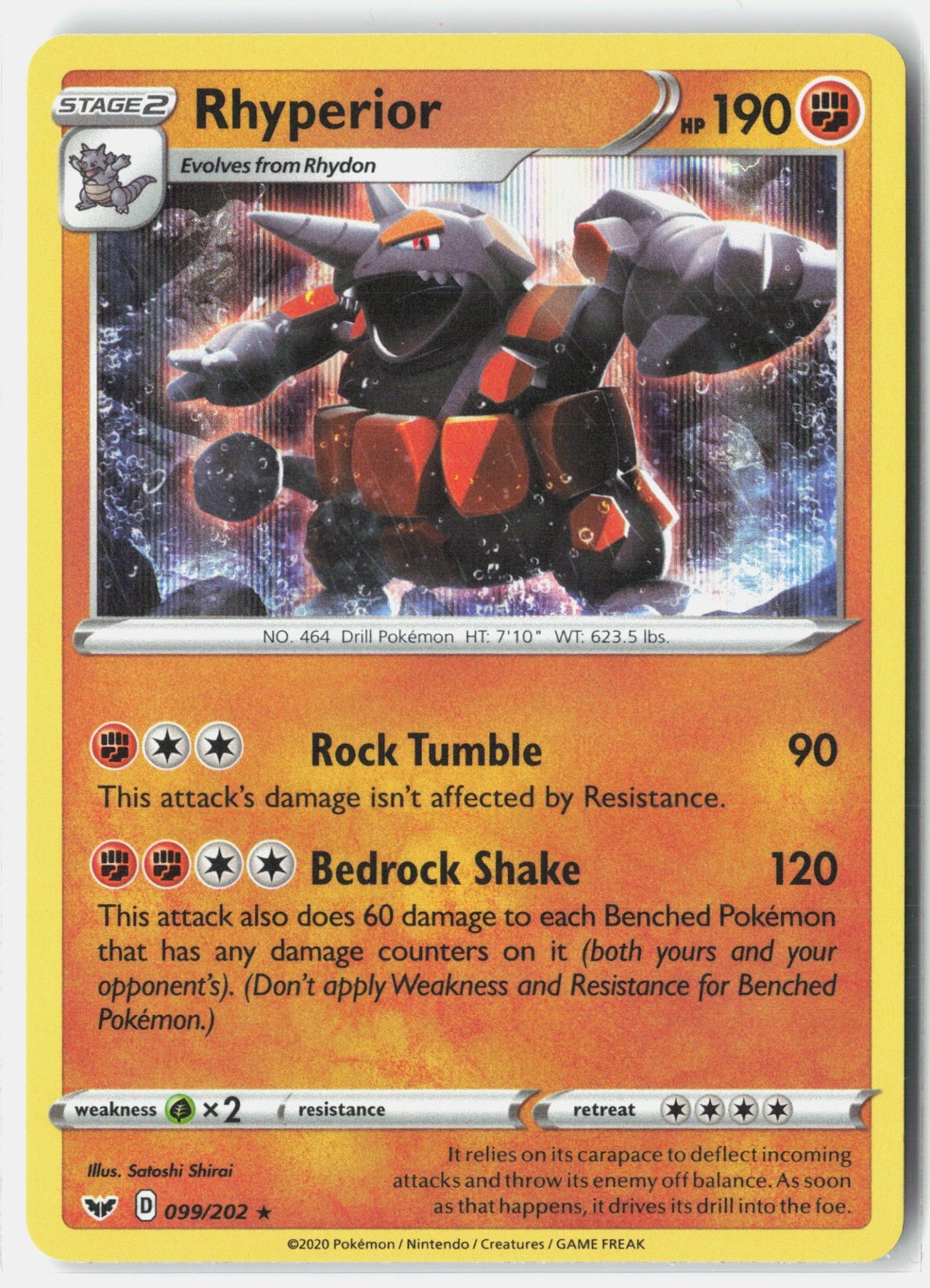 Rhyperior Holofoil NM EN 099/202 SWSH01: Sword & Shield Base Set