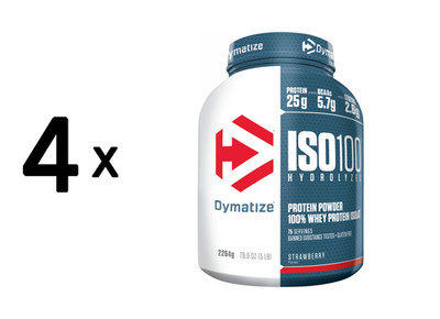 4 x Dymatize ISO 100 (2264g) Strawberry (72,88 EUR/kg)