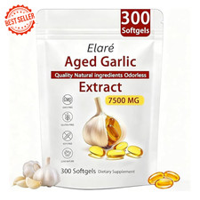 Elare Aged Garlic Extract, 300 Softgels, 7500mg Odorless  Heart  Immune pack 1