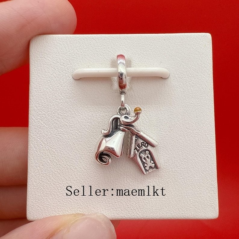 New 925 Silver Zero Double Dangle Charm,The Nightmare Before Christmas Charm
