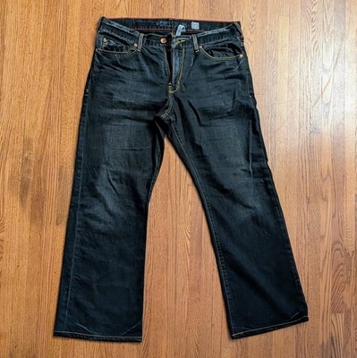 Vintage Y2K GUESS Mens Cliff Rigid Black Bootcut Jeans 100% Cotton  33x30