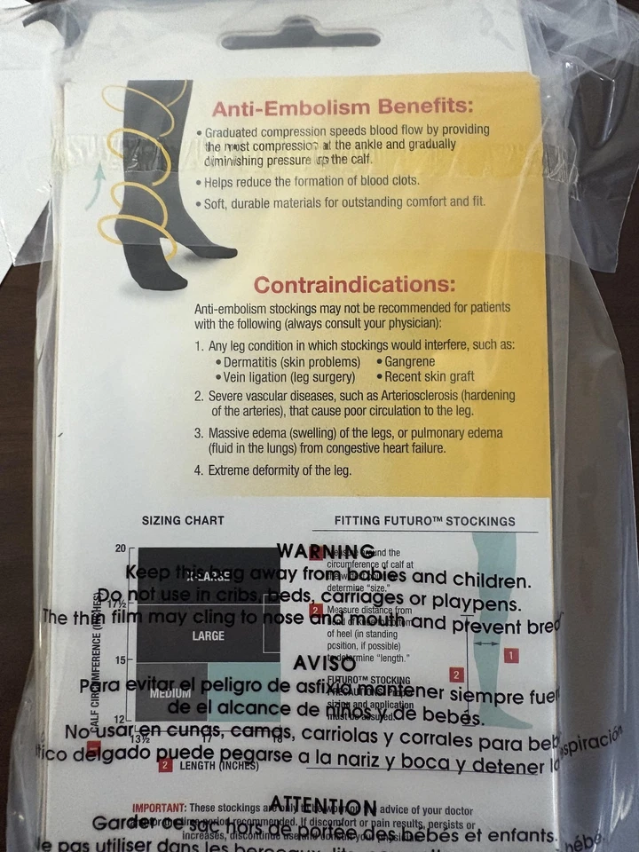 3M Futuro Compression Anti-Embolism Knee Stockings Large White 18 mmHg 1 Pair - Image 4 of 4