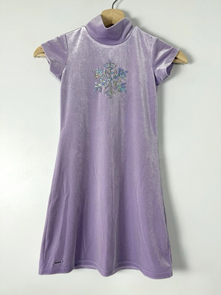 American Girl Soft as Snow Purple Velour Mock Neck Dress Girl Size Extra Small 6 - Image 3 of 4