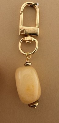 Citrine Stone Purse Charm Keychain Gold Tone Swivel Clip Crystal Bag Cham