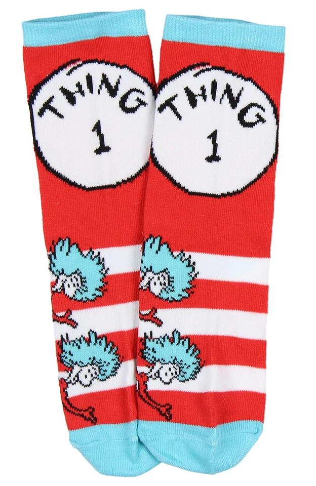 Dr. Seuss Socks Kids Cat In The Hat THING ONE THING TWO Pack Crew Socks Boys - Image 3 of 3