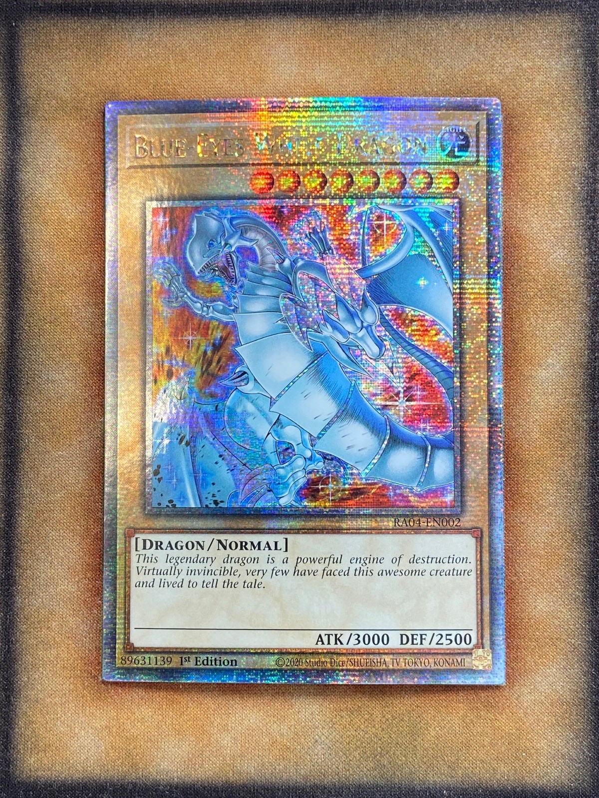 Yugioh Blue-Eyes White Dragon RA04-EN002 Quarter Century Rare New Art 1st Ed NM