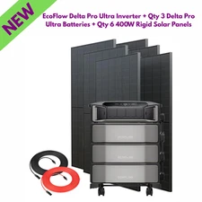 EcoFlow Delta Pro Ultra Inverter + 3 Batteries + Qty 6 400W Rigid Solar Panels