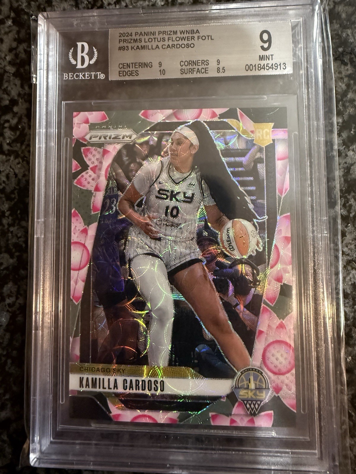 2024 Prizm WNBA Kamilla Cardoso #93 RC FOTL LOTUS FLOWER #/3 SSP BGS 9