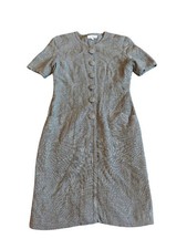 Ann Taylor Vintage Wool Dress Sheath Fit Houndstooth Retro Classy Size 8 Women's