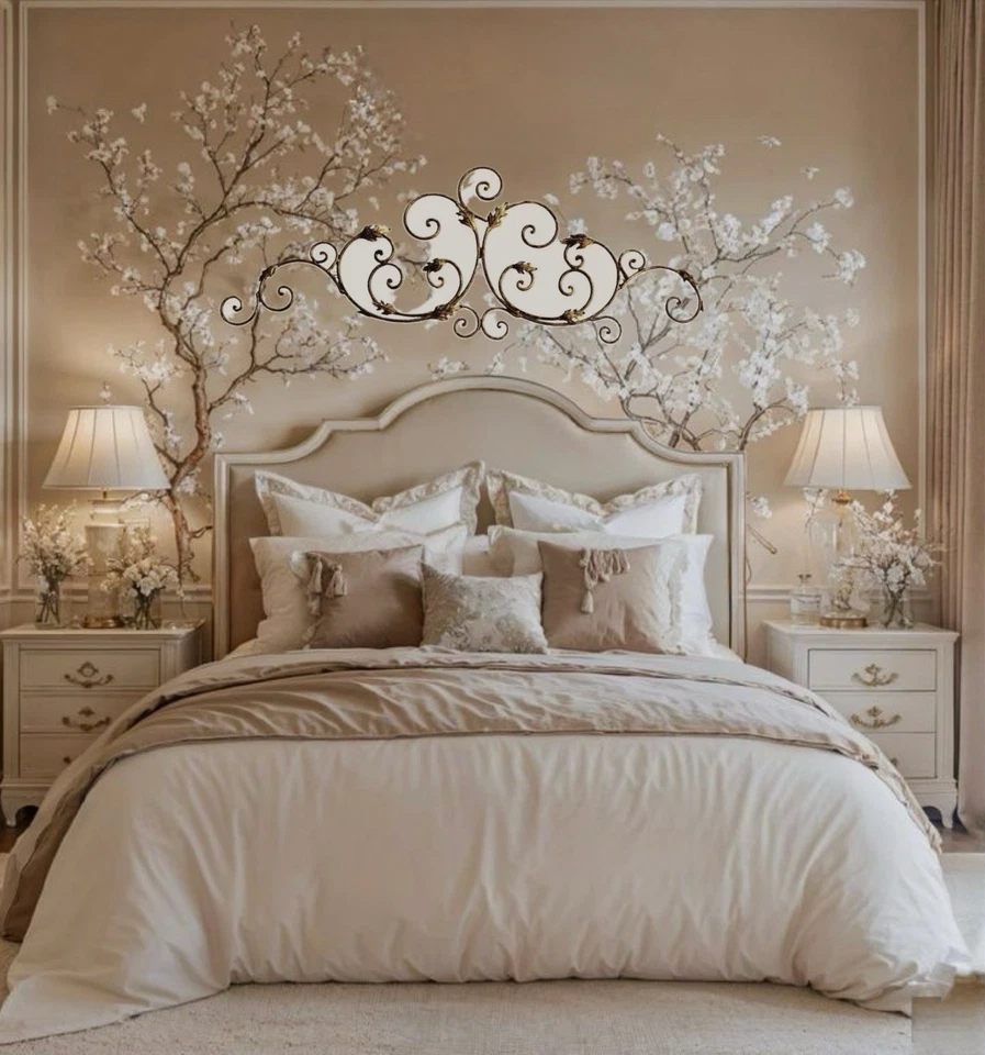 "Placa de pared de hierro Fleur de Lis del viejo mundo país francés decoración Shabby Chic de colección 46""" Foto 4 de 4