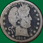 1914-S Barber Quarter Choice Almost Good AG+/G Coin, Scratches #35537