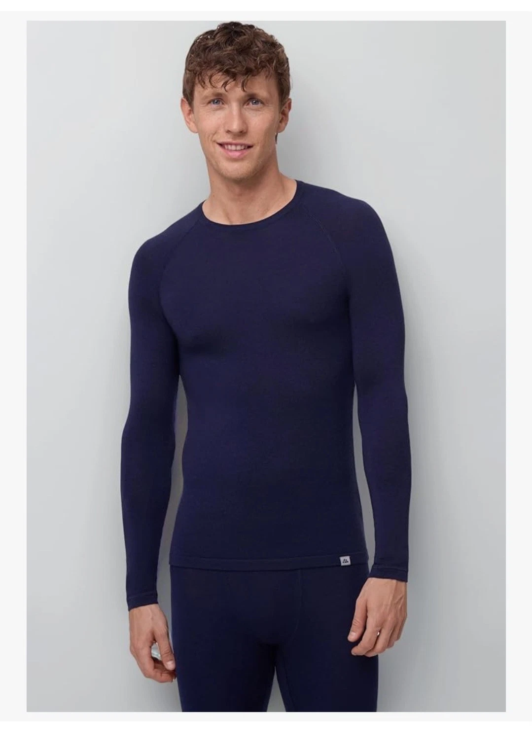 Danish Endurance Men's Base Layer, Thermal Top, Merino Wool, 180gsm, Blue, M