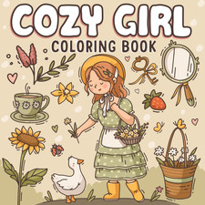 Cozy Girl Coloring Book: Bold and Easy Cozy Designs for Adults  Teens Featuring
